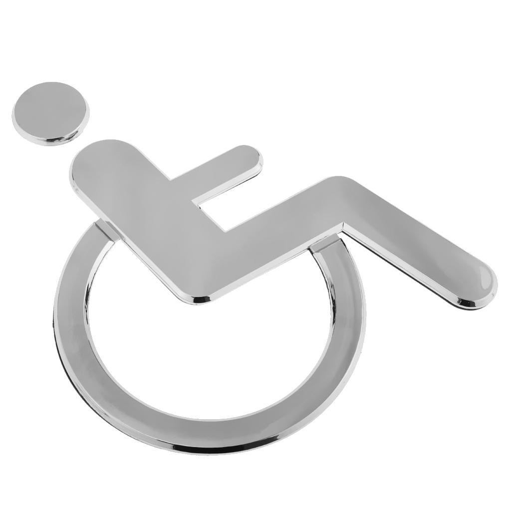 Symbol Sign Wheelchair Toilet Acrylic Adhesive Handicap Wall Decal Sign for Unisex Bathroom Restroom Door Symbol Silver