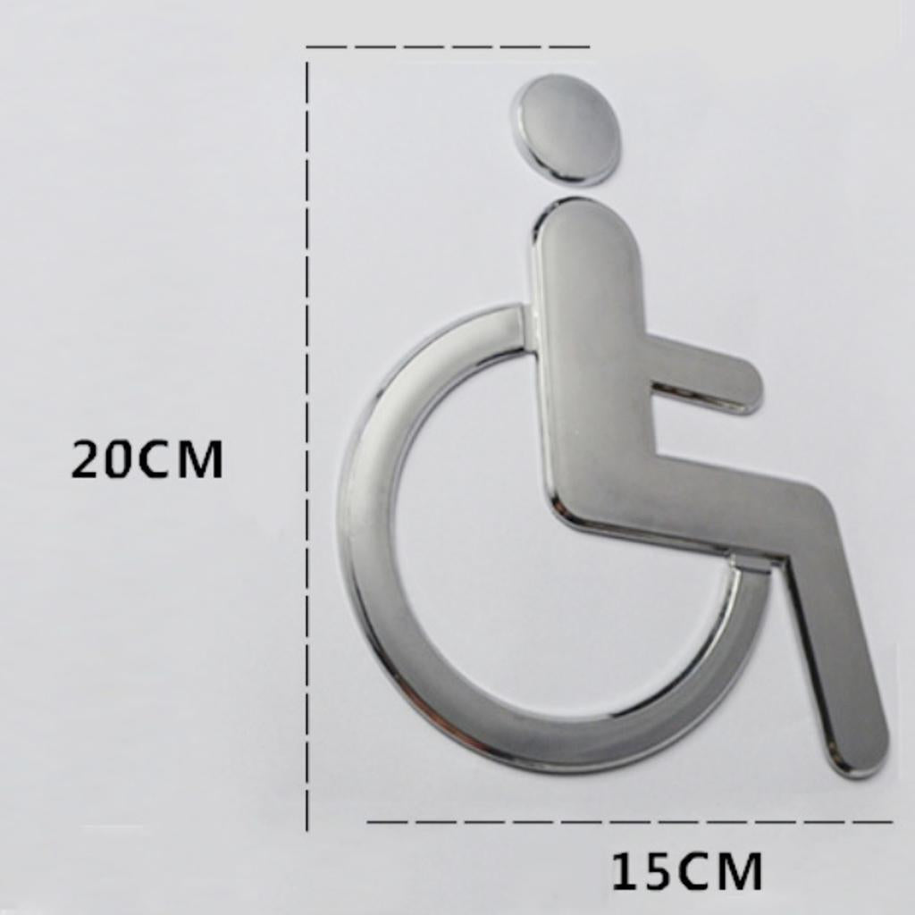 Symbol Sign Wheelchair Toilet Acrylic Adhesive Handicap Wall Decal Sign for Unisex Bathroom Restroom Door Symbol Silver