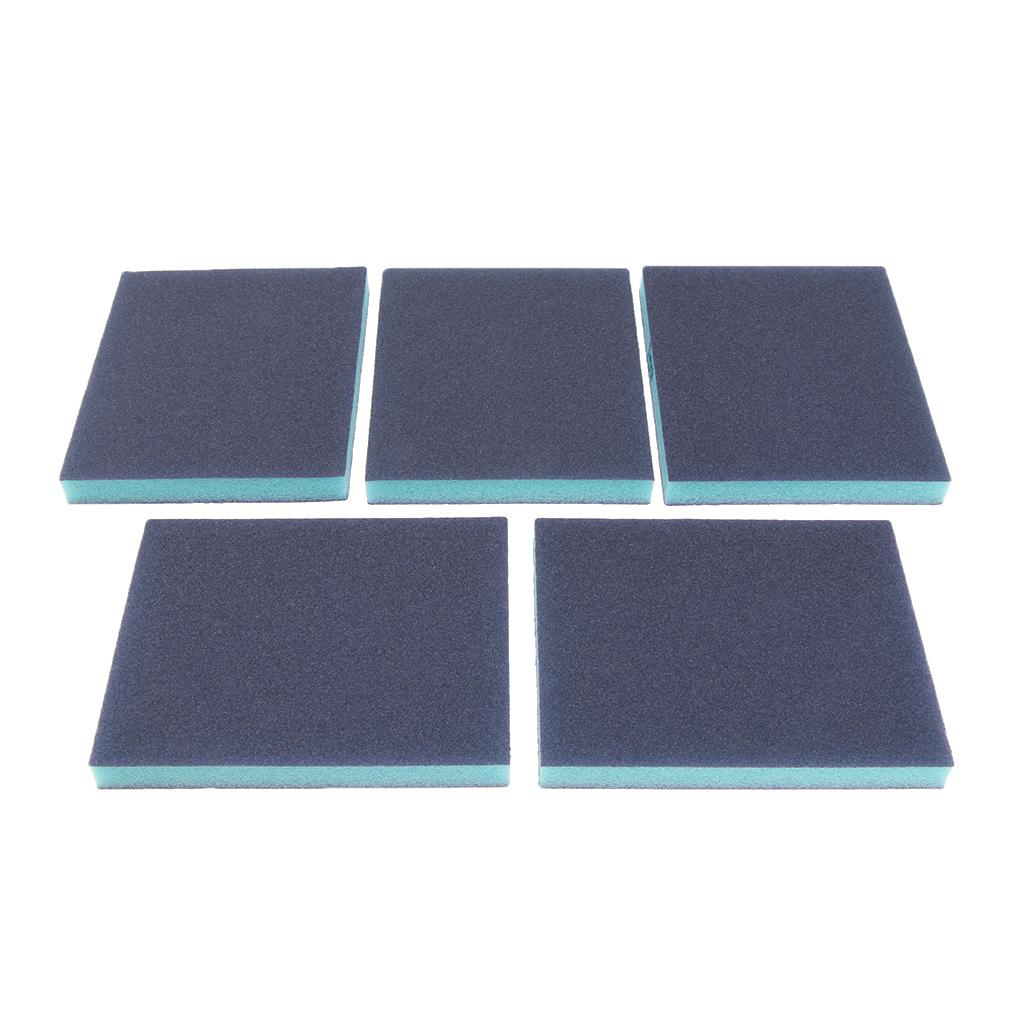 5 Pcs Coarse/Medium Grit Sanding Sponge Blue Small Area Polishing, 100 Grit