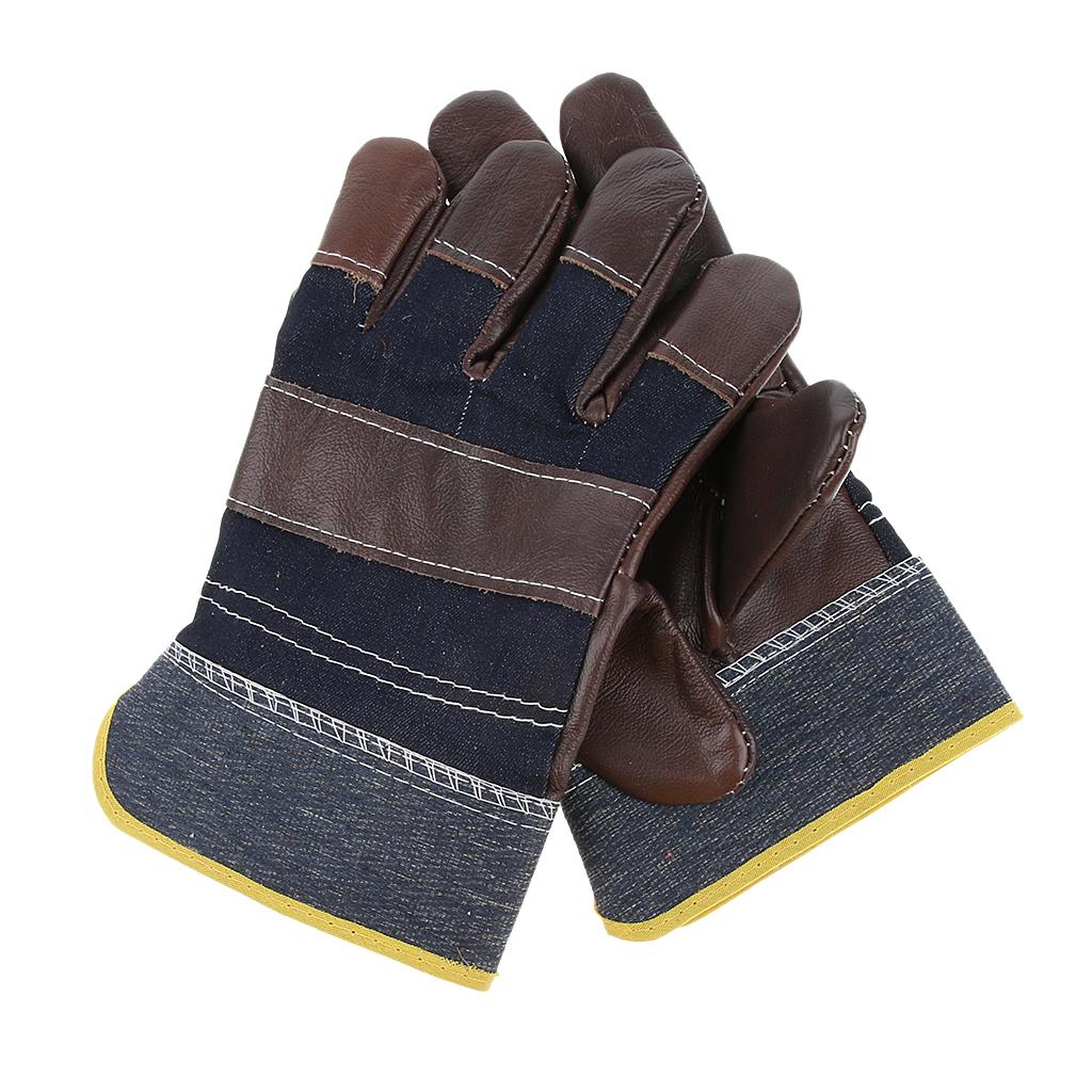 Leather Work Gloves Motorcycle DIY Yardwork Construction Safty 245mm