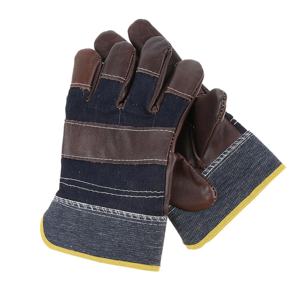 Leather Work Gloves Motorcycle DIY Yardwork Construction Safty 245mm