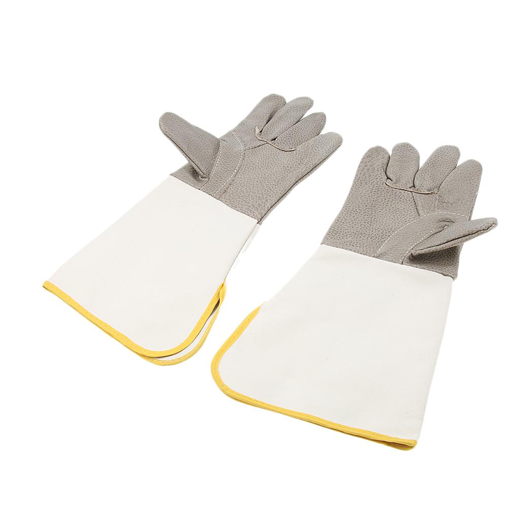 Leather and Canvas Safety Work Gloves Welding Welder Protective Gloves, 39cm