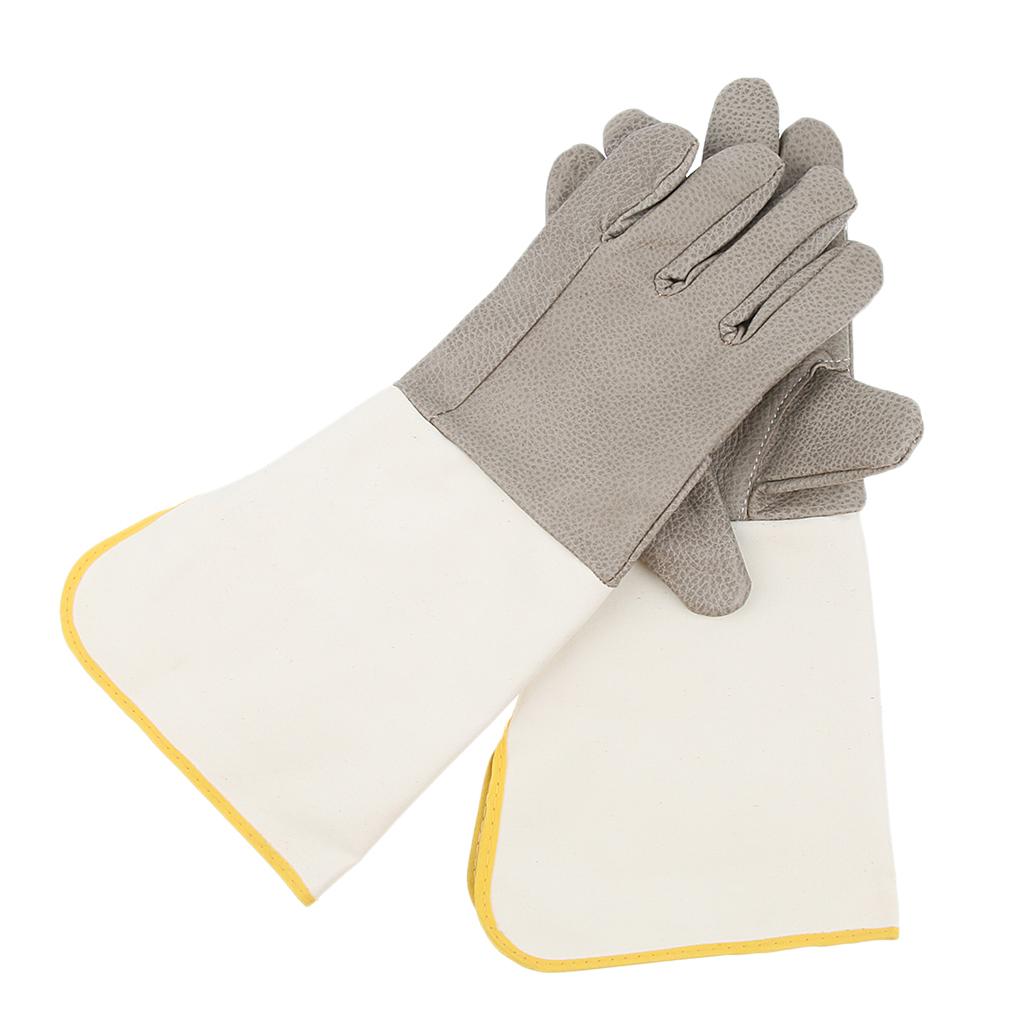 Leather and Canvas Safety Work Gloves Welding Welder Protective Gloves, 39cm