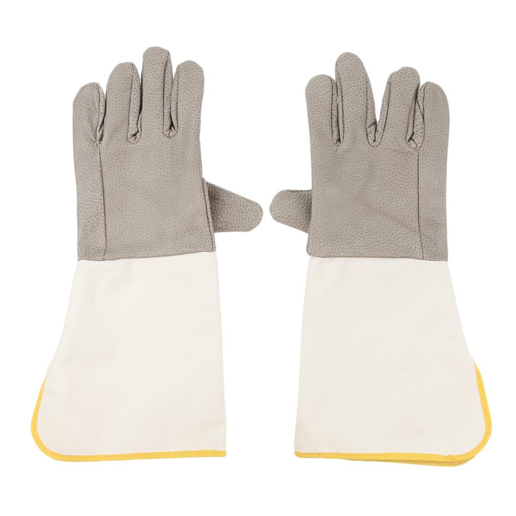 Leather and Canvas Safety Work Gloves Welding Welder Protective Gloves, 39cm