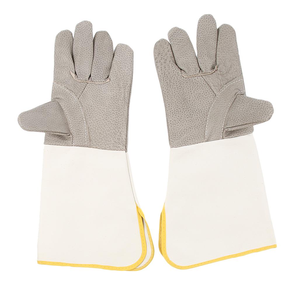 Leather and Canvas Safety Work Gloves Welding Welder Protective Gloves, 39cm