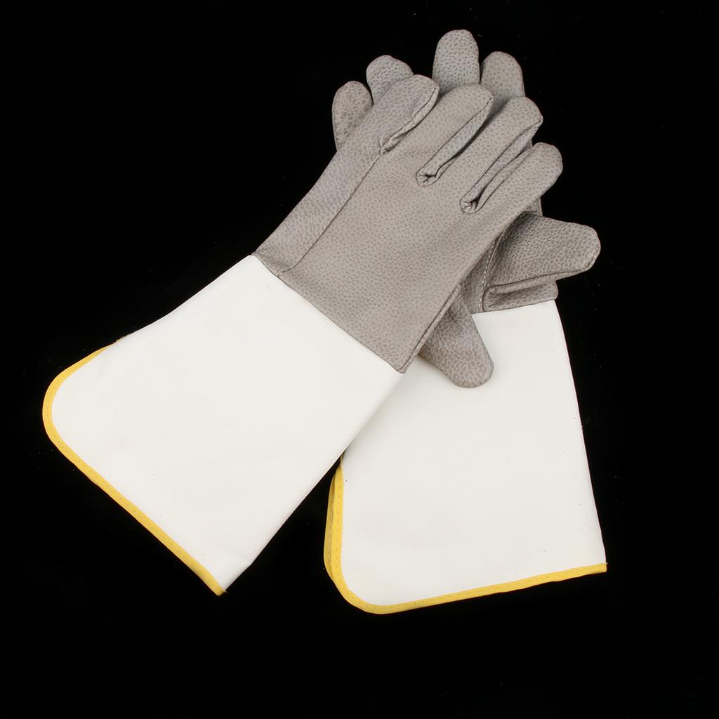 Leather and Canvas Safety Work Gloves Welding Welder Protective Gloves, 39cm