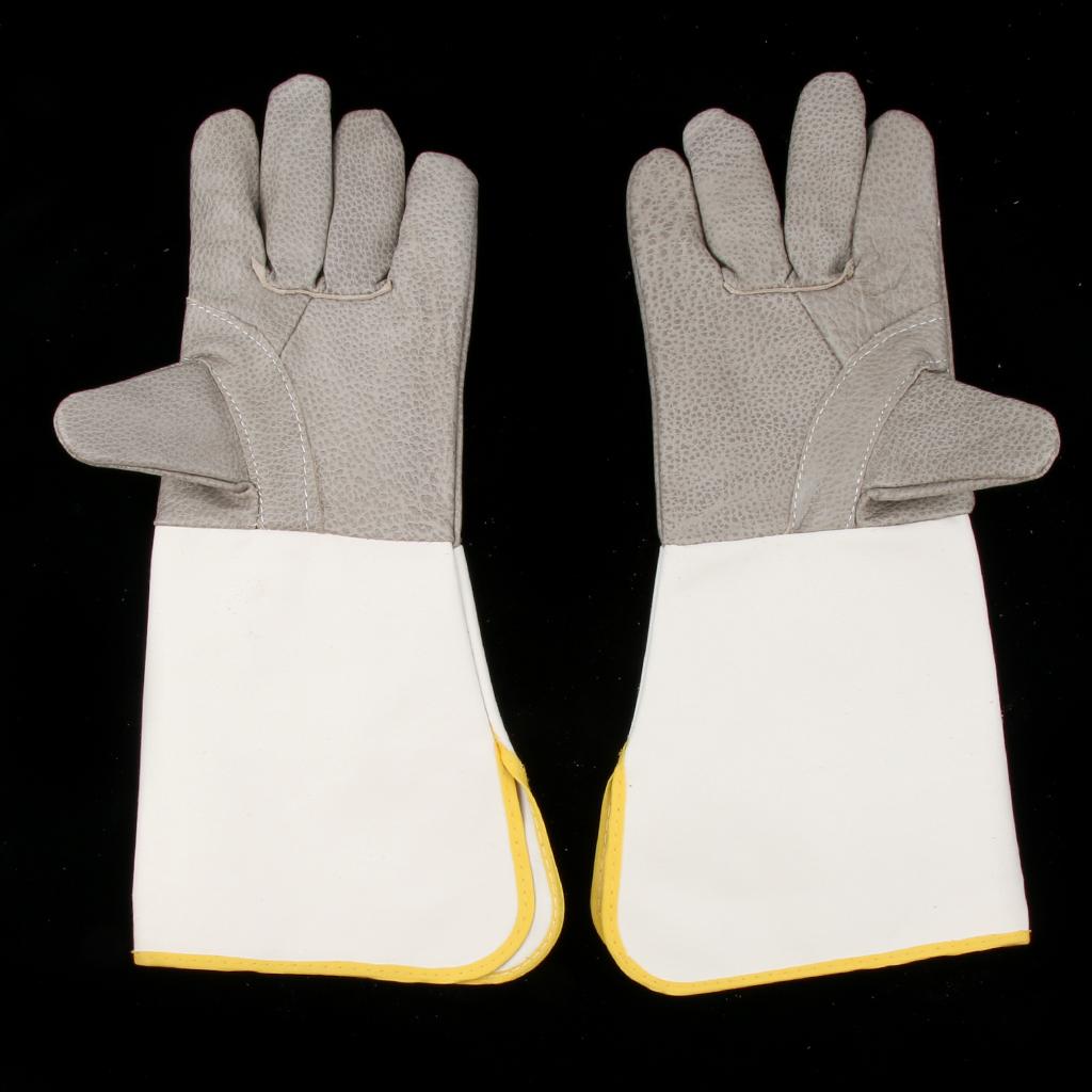 Leather and Canvas Safety Work Gloves Welding Welder Protective Gloves, 39cm