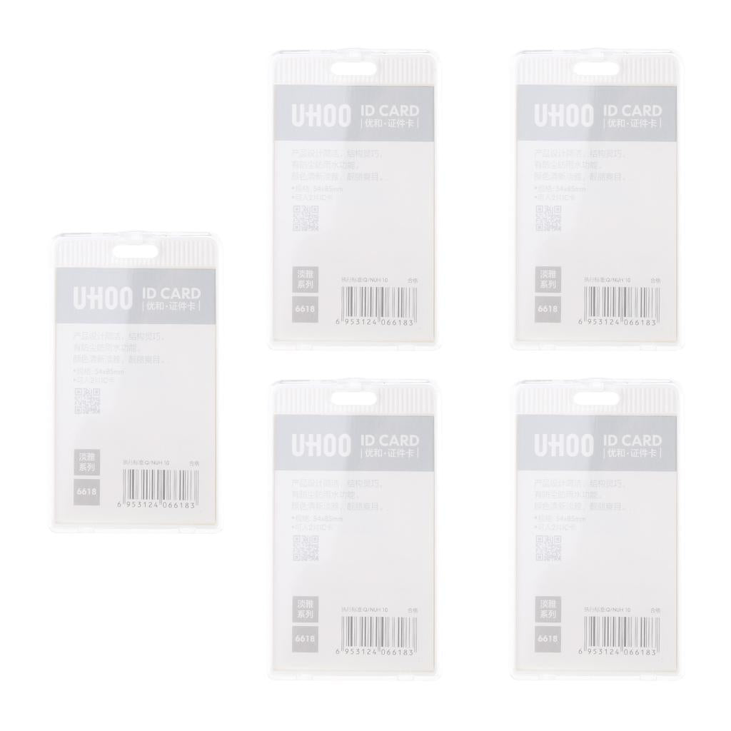 5 Acrylic Vertical ID Badge, Credit Card, Bus Pass Holder Protector White