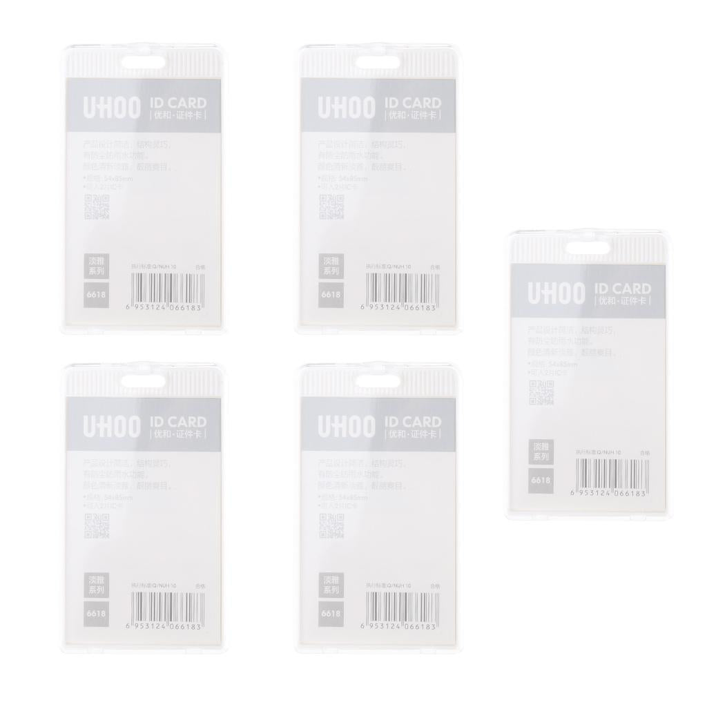 5 Acrylic Vertical ID Badge, Credit Card, Bus Pass Holder Protector White