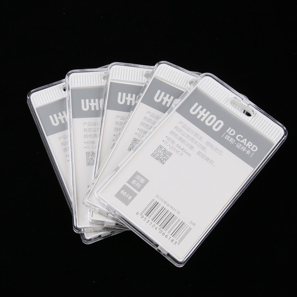 5 Acrylic Vertical ID Badge, Credit Card, Bus Pass Holder Protector White