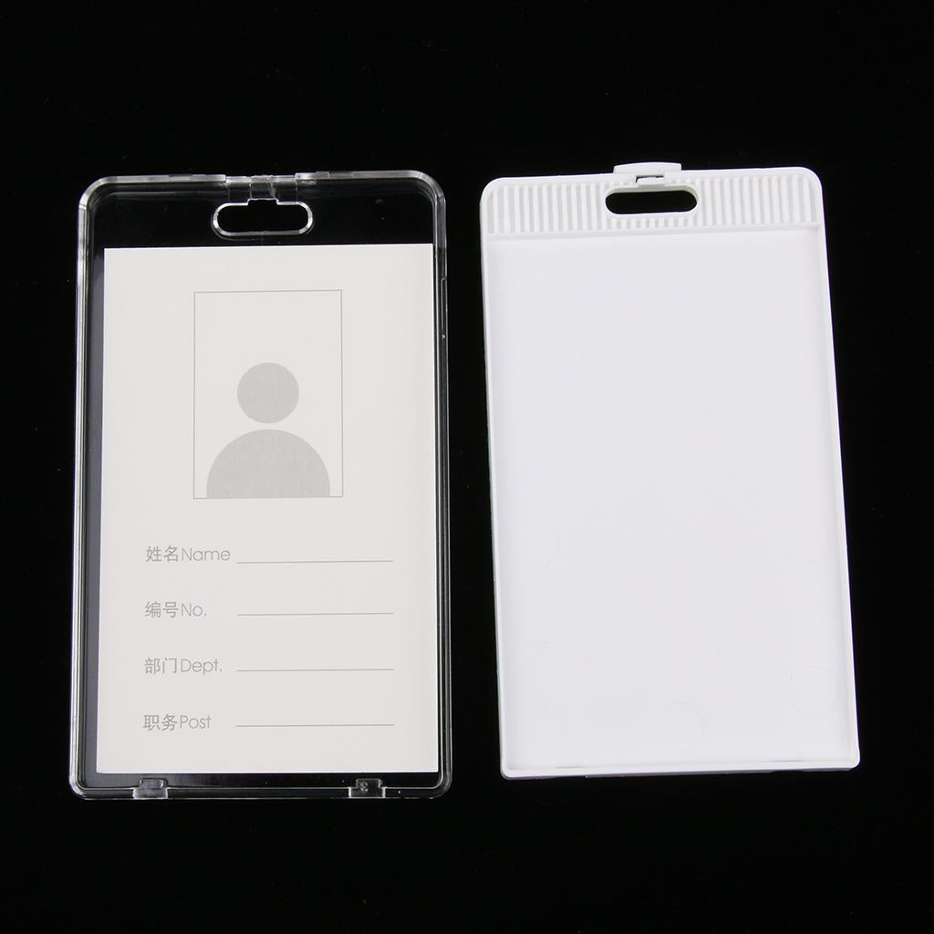 5 Acrylic Vertical ID Badge, Credit Card, Bus Pass Holder Protector White