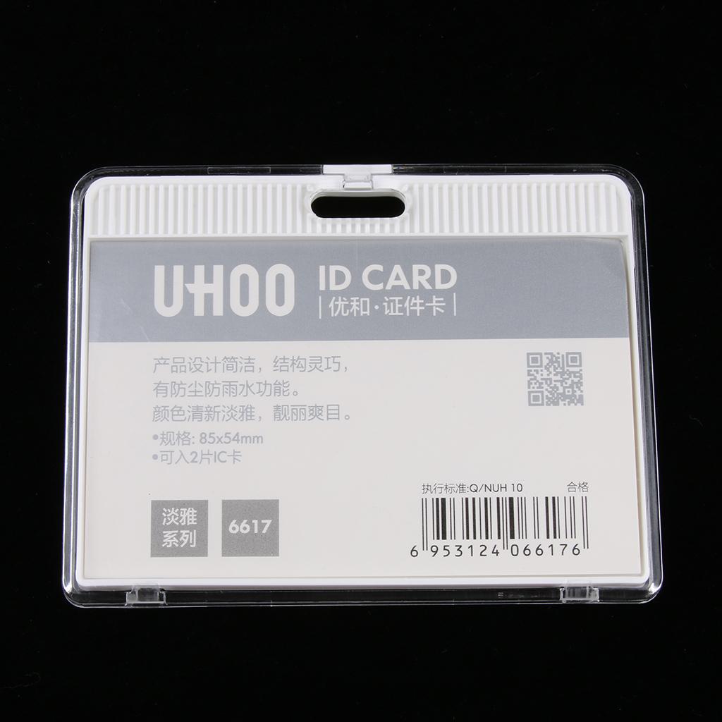 5 Acrylic Horizontal ID Badge, Credit Card, Buss Pass Holder Protector White