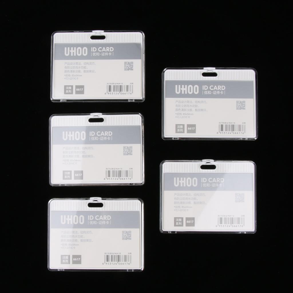 5 Acrylic Horizontal ID Badge, Credit Card, Buss Pass Holder Protector White