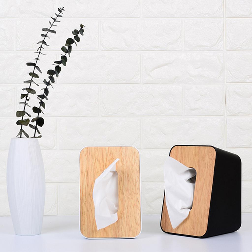 Modern Stylish Napkin Tissue Box Dispenser Holder Case Wooden Cover Black