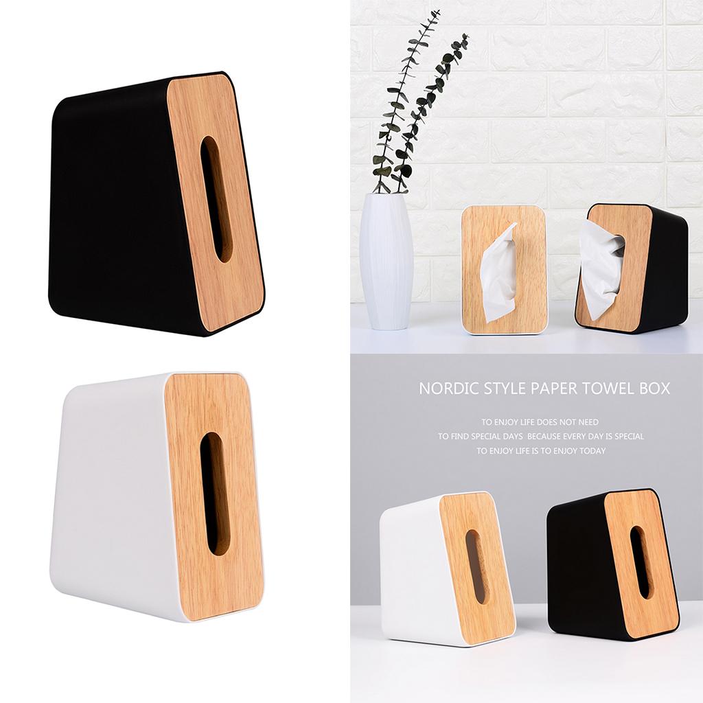 Modern Stylish Napkin Tissue Box Dispenser Holder Case Wooden Cover Black