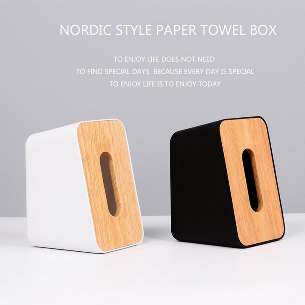 Modern Stylish Napkin Tissue Box Dispenser Holder Case Wooden Cover White