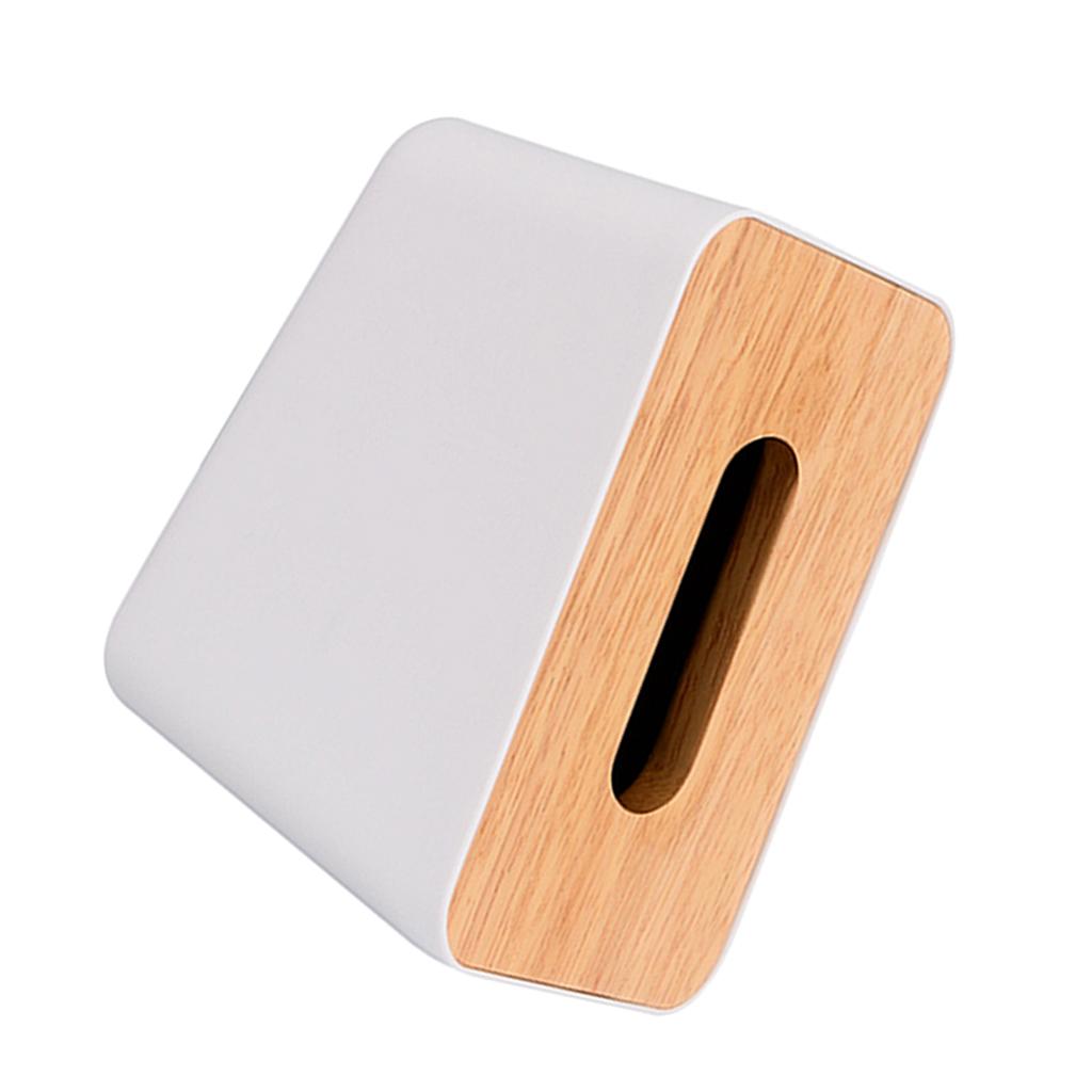 Modern Stylish Napkin Tissue Box Dispenser Holder Case Wooden Cover White