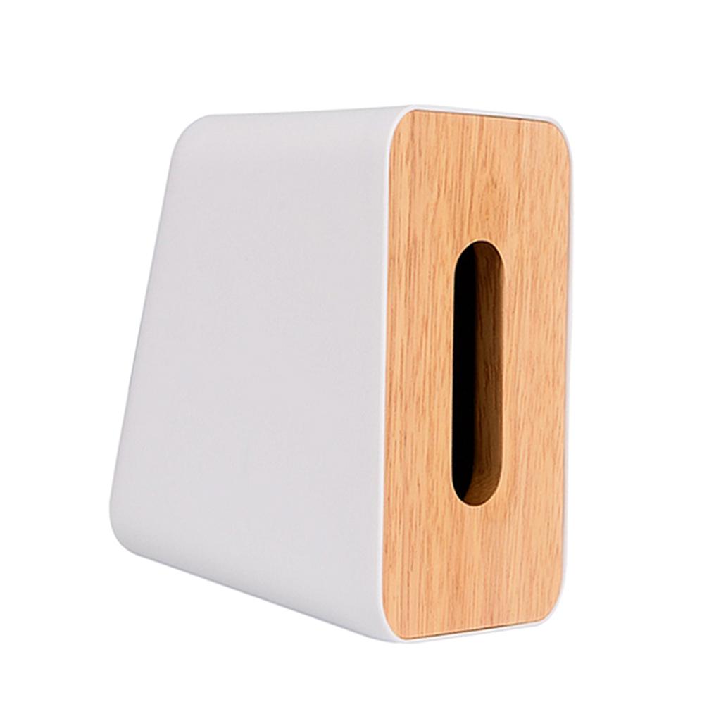 Modern Stylish Napkin Tissue Box Dispenser Holder Case Wooden Cover White