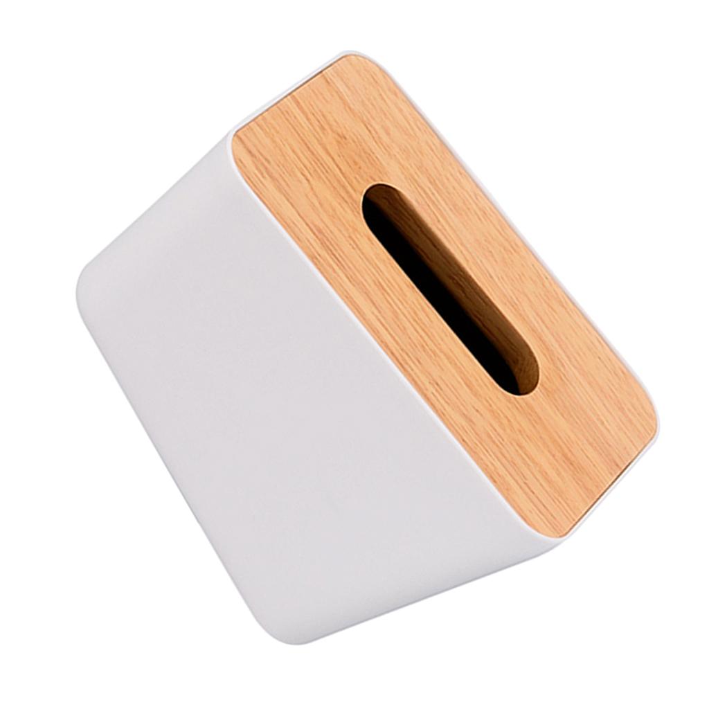 Modern Stylish Napkin Tissue Box Dispenser Holder Case Wooden Cover White