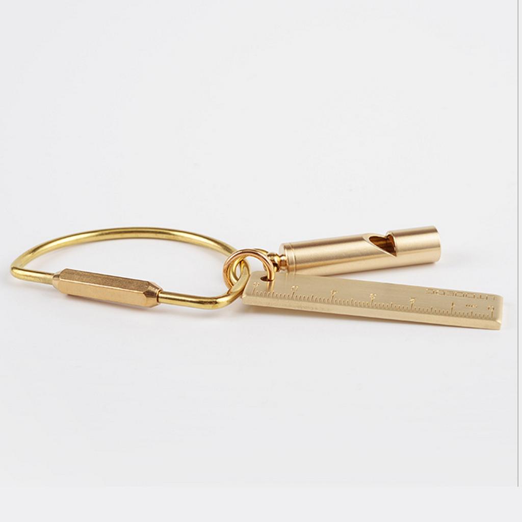 Solid Brass Whistle DIY Gear Key Ring Chain Charm Pendants Craft Accessories, compatible to various outdoors occasions