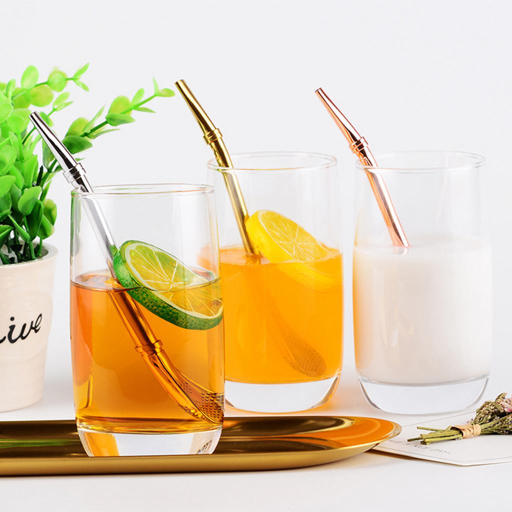 Creative Multifunction Stainless Steel Straw with Filter Spoon Mixing Spoon Silver