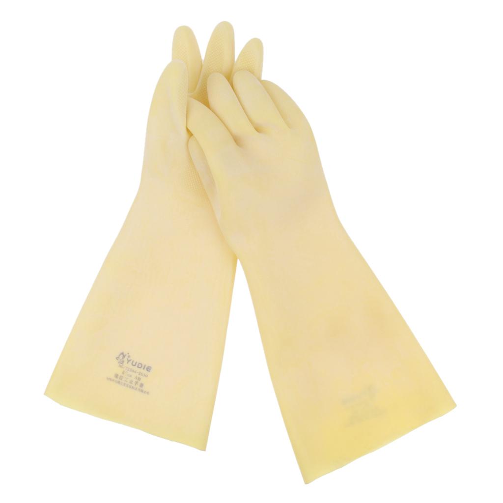 Rubber Industrial Acid Alkali Chemical Resistant Work Gloves Gauntlet 45cm_A