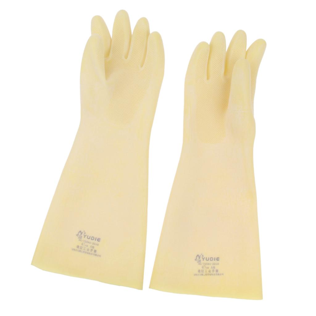 Rubber Industrial Acid Alkali Chemical Resistant Work Gloves Gauntlet 45cm_A