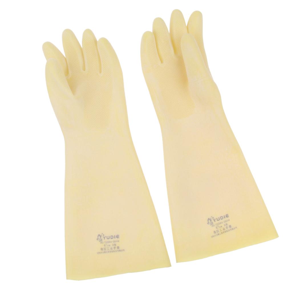 Rubber Industrial Acid Alkali Chemical Resistant Work Gloves Gauntlet 45cm_A