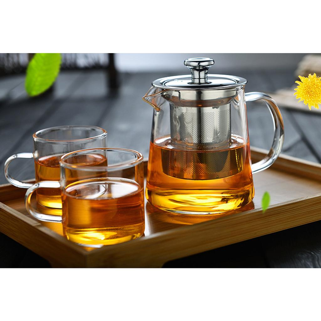 400ml/14oz Glass Tea Pot Coffee Lightweight Removable Infuser Kettle