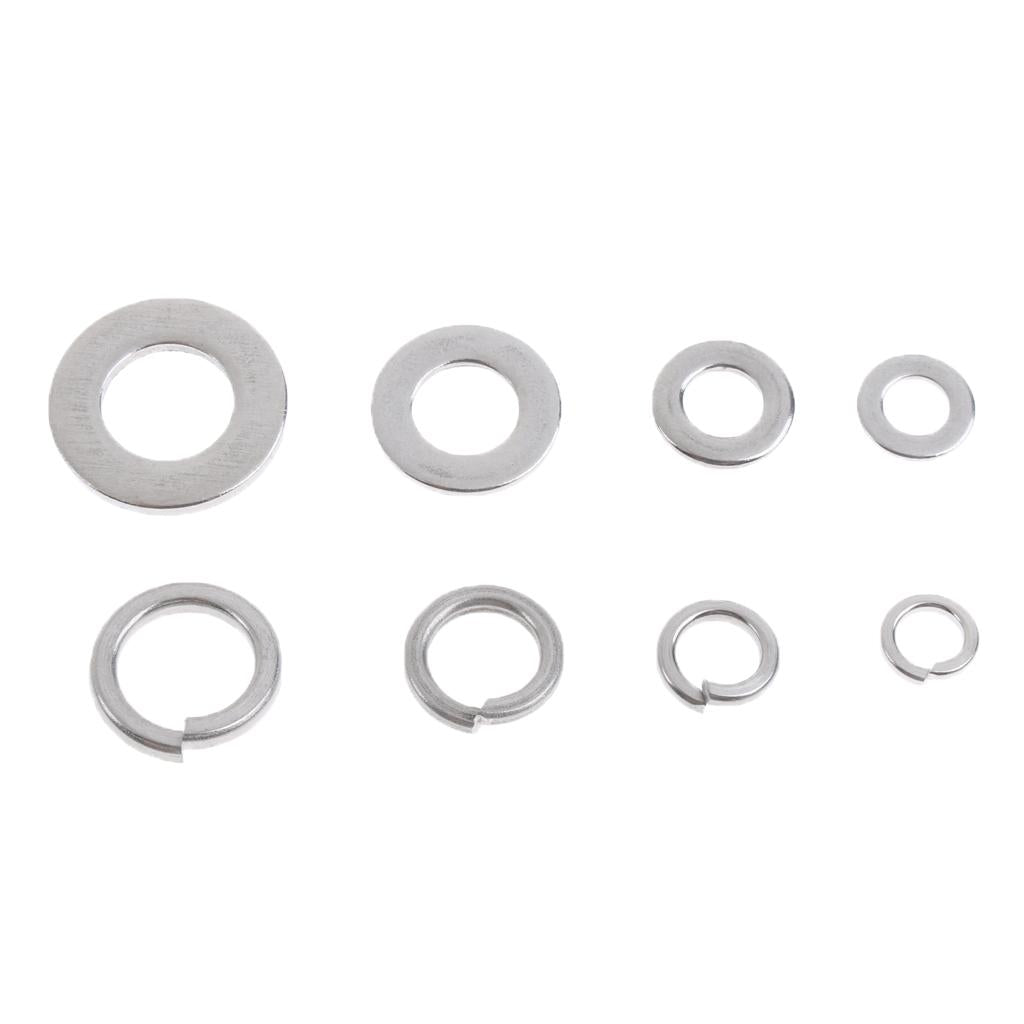 200PCS Flat Washers Spring Lock Washers Assortment Kit Stainless Steel M5 M6 M8 M10