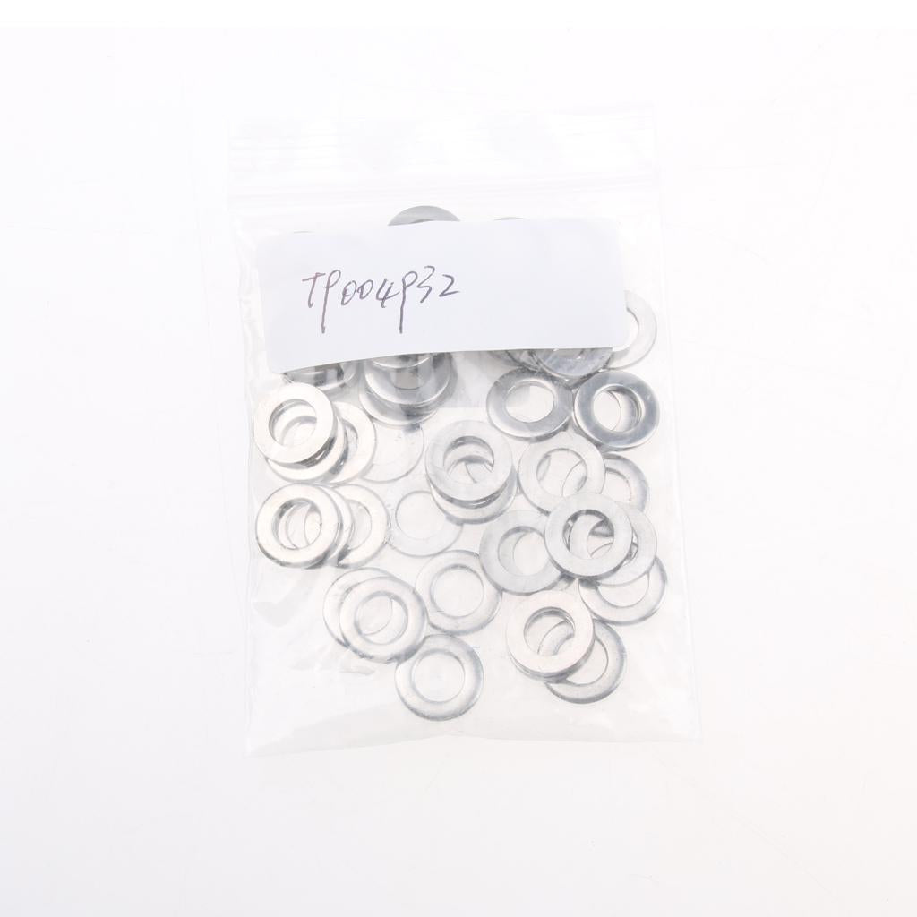 M6 Stainless Steel Flat Washers Insulation Gaskets Metal Pads Set of 50 Pieces