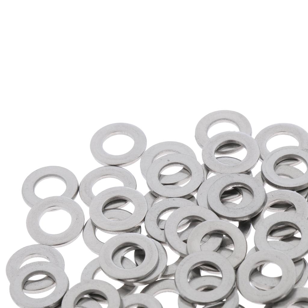 M6 Stainless Steel Flat Washers Insulation Gaskets Metal Pads Set of 50 Pieces
