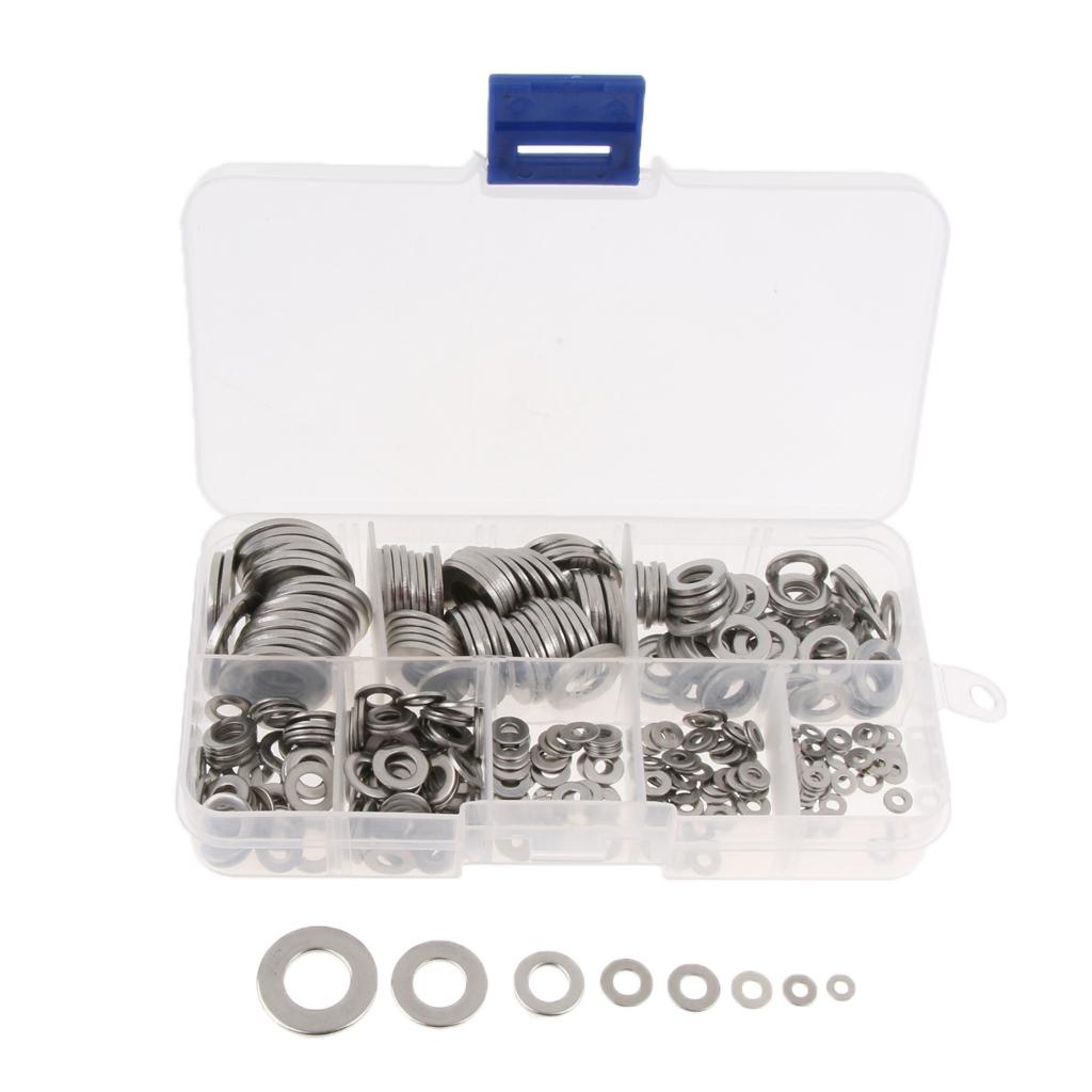 360pcs Stainless Steel Flat Washers Assortment Kit Set M2-M10