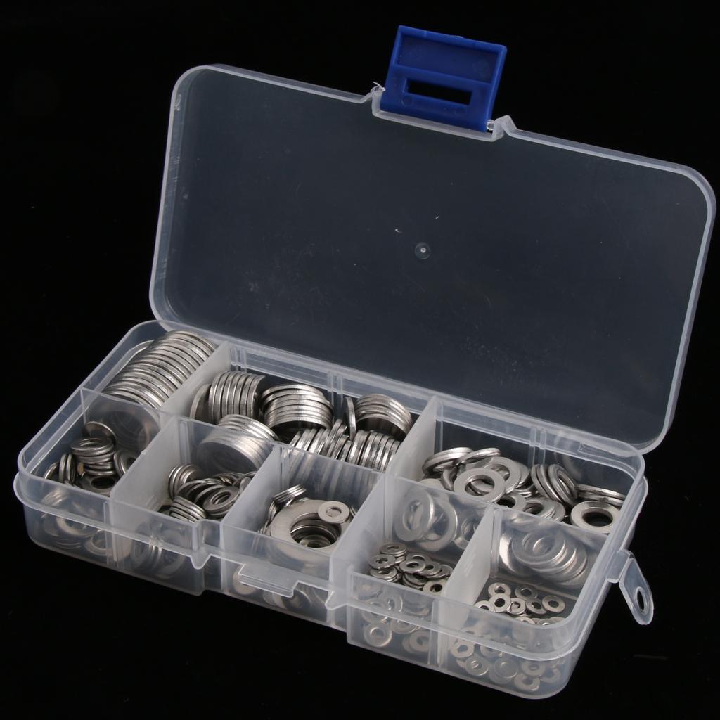 360pcs Stainless Steel Flat Washers Assortment Kit Set M2-M10