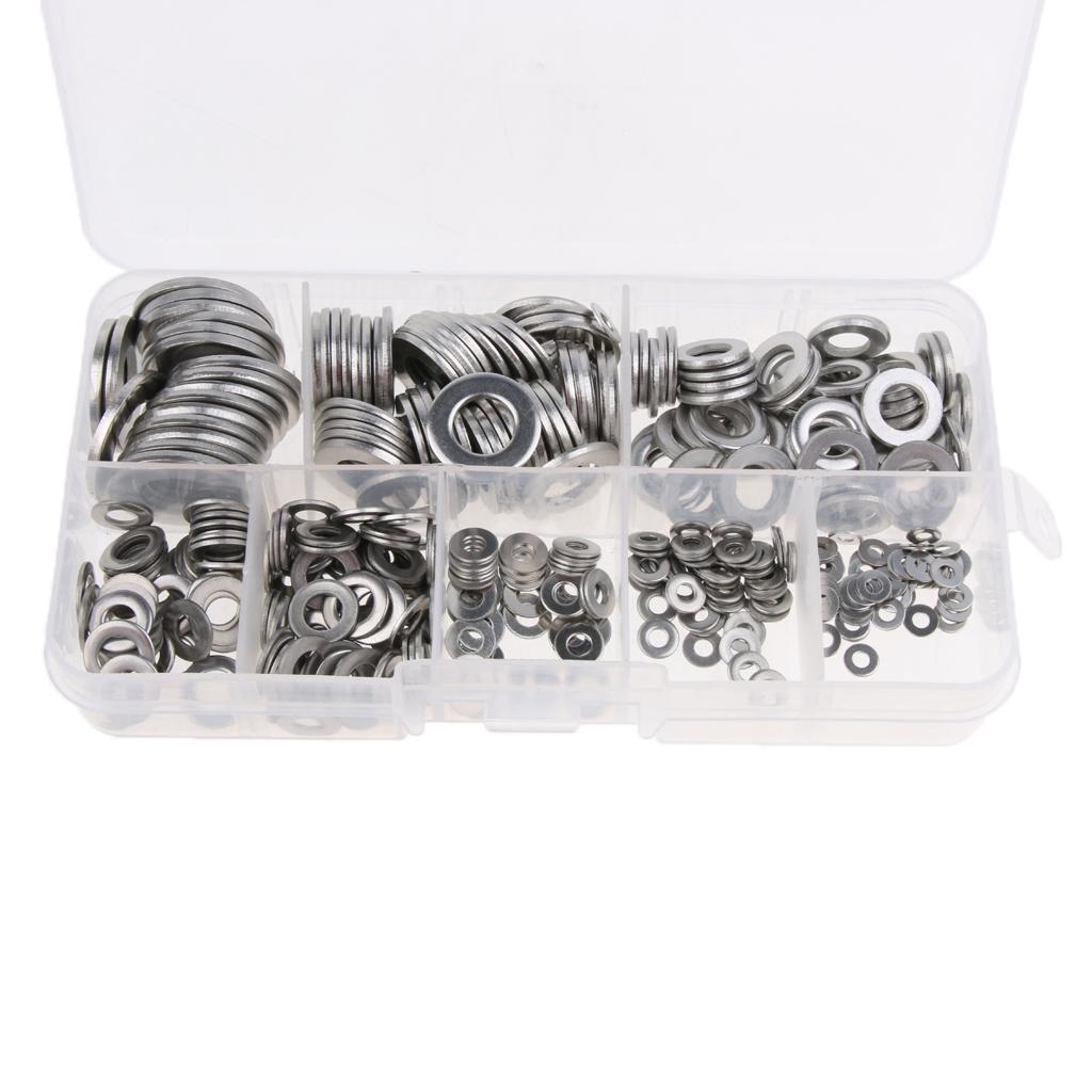 360pcs Stainless Steel Flat Washers Assortment Kit Set M2-M10