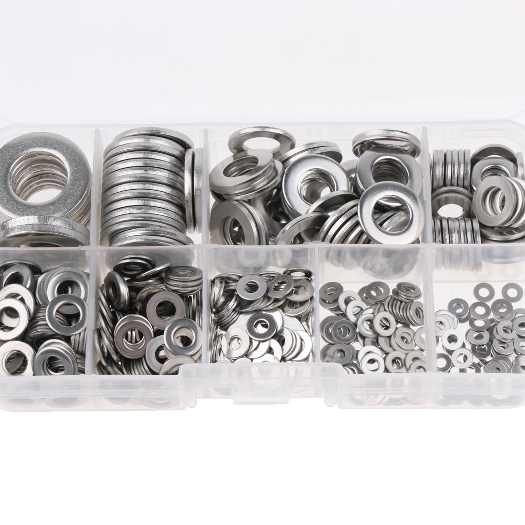 Flat Washer Solid Steel Home Common Use Hardware Accessories M2, M2.5, M3, M/4, M5, M6, M8, M10 M12 580PCS Pack