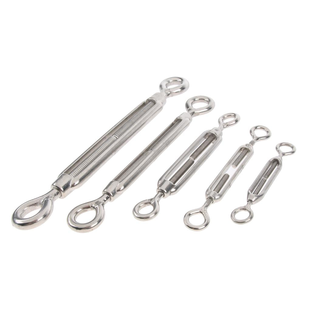 Stainless Steel Turnbuckle Wire Rope Tensioner Hook Eye Rigging Screw M4