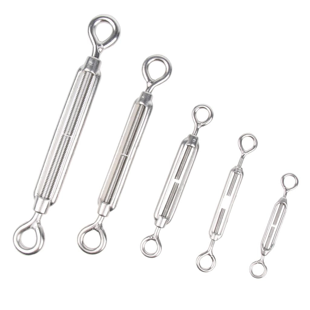 Stainless Steel Turnbuckle Wire Rope Tensioner Hook Eye Rigging Screw M4