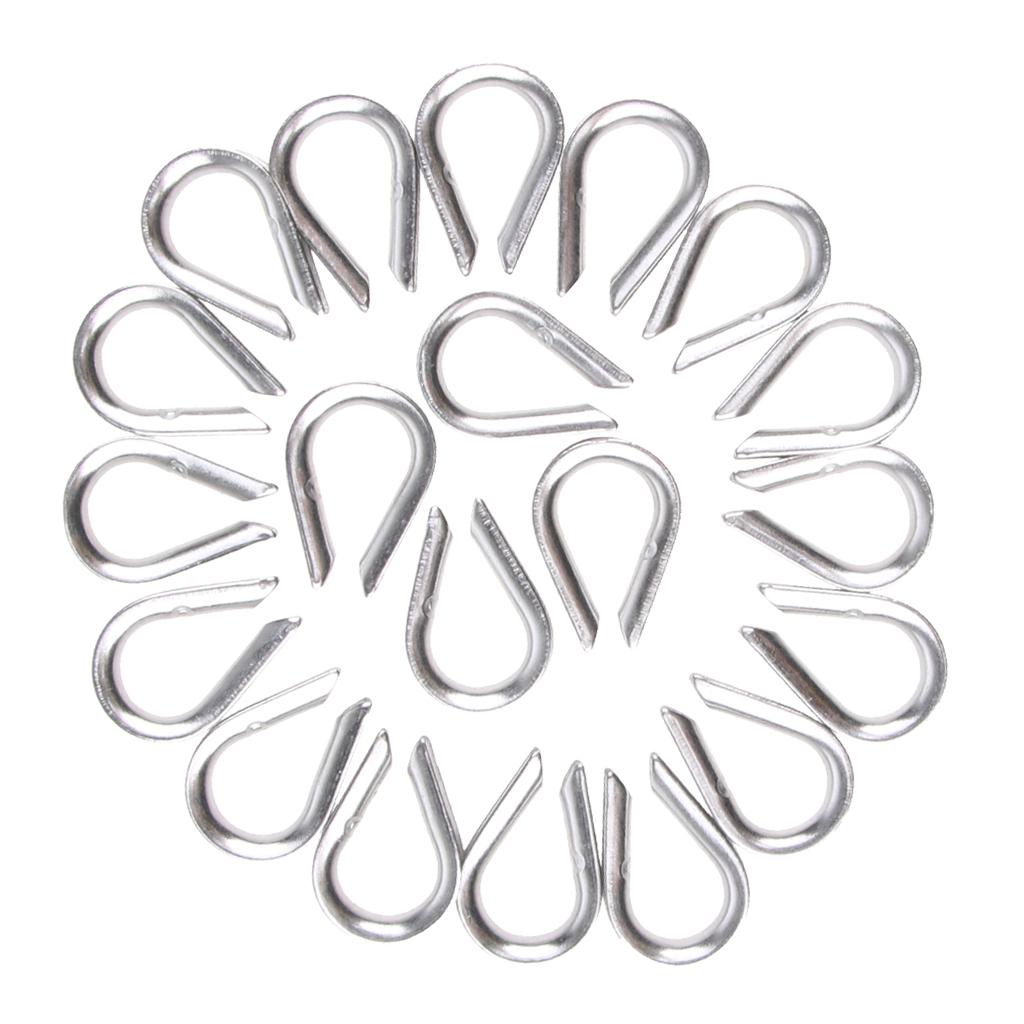 304 Stainless Steel Wire Rope Cable Thimbles for 2-8mm Cable 4mm 20 Pieces