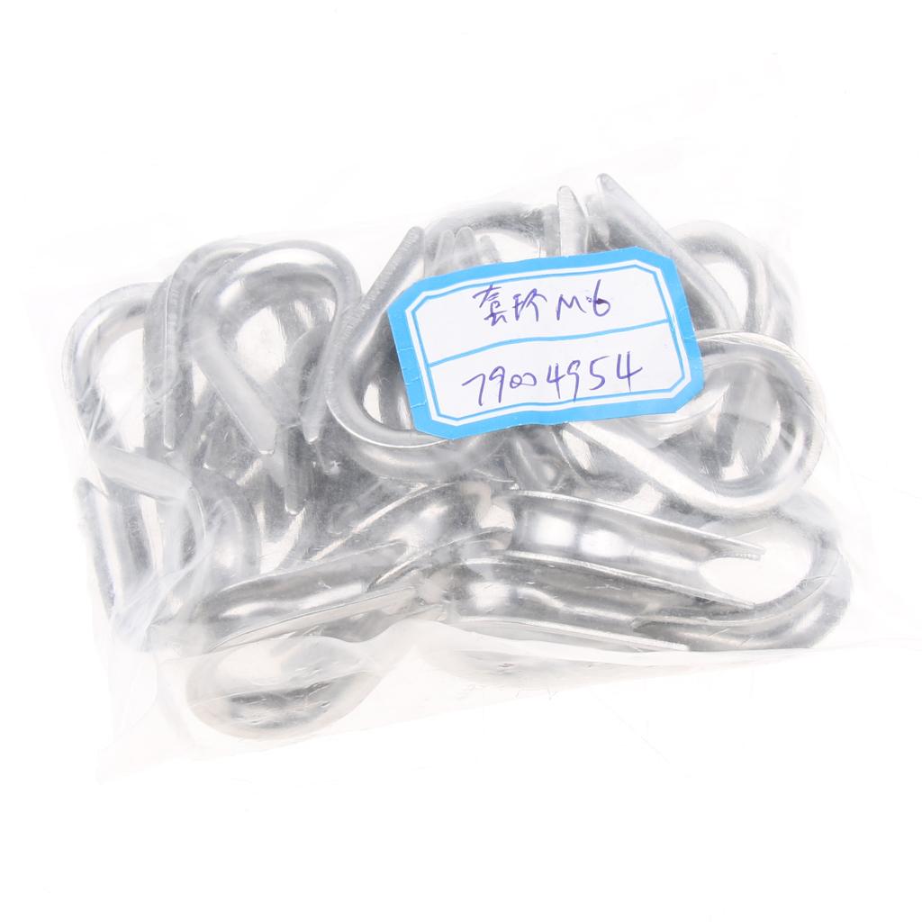 304 Stainless Steel Wire Rope Cable Thimbles for 2-8mm Cable 6mm 20 Pieces