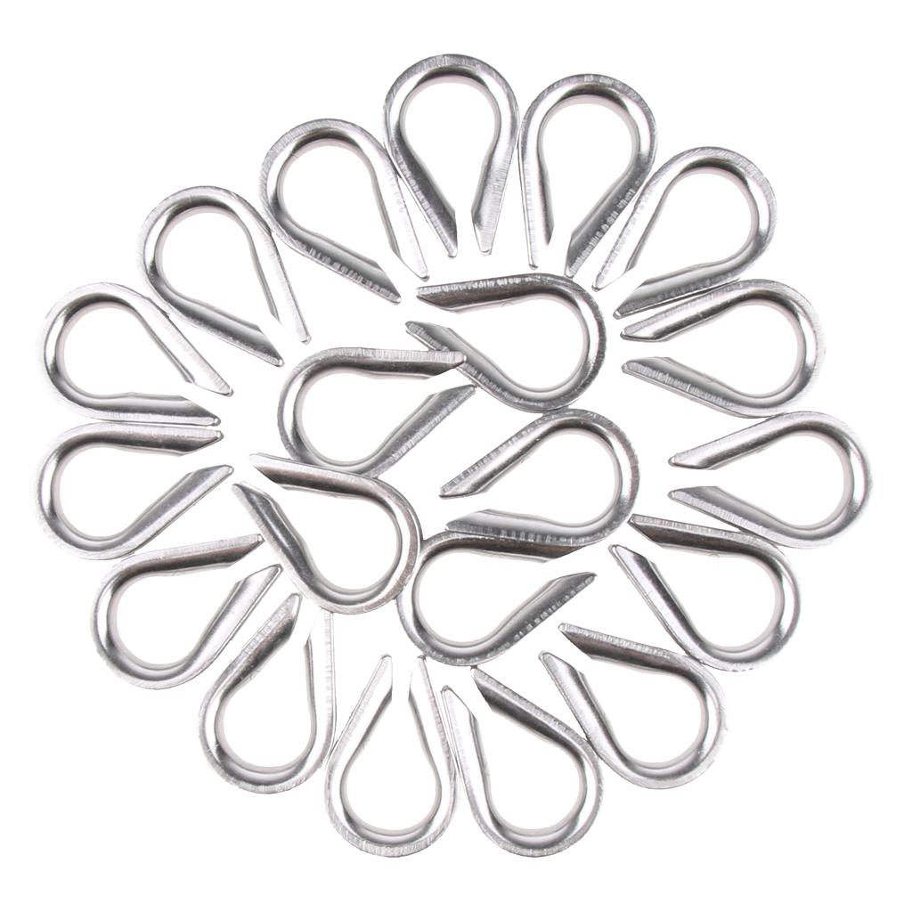 304 Stainless Steel Wire Rope Cable Thimbles for 2-8mm Cable 6mm 20 Pieces