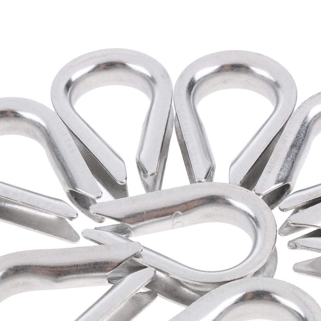 304 Stainless Steel Wire Rope Cable Thimbles for 2-8mm Cable 6mm 20 Pieces