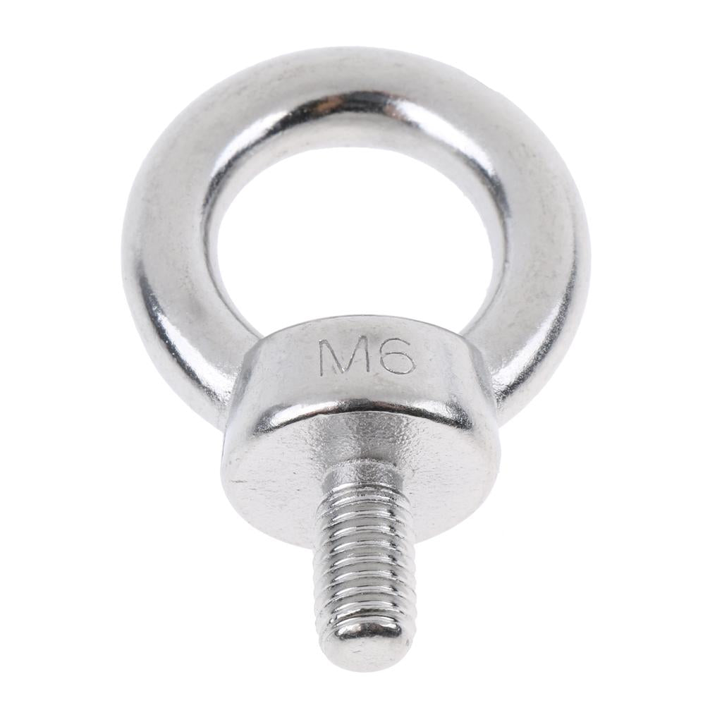 2 Pieces M6 304 Stainless Steel Lifting Eye Bolts Ring Screws, Marine Grade