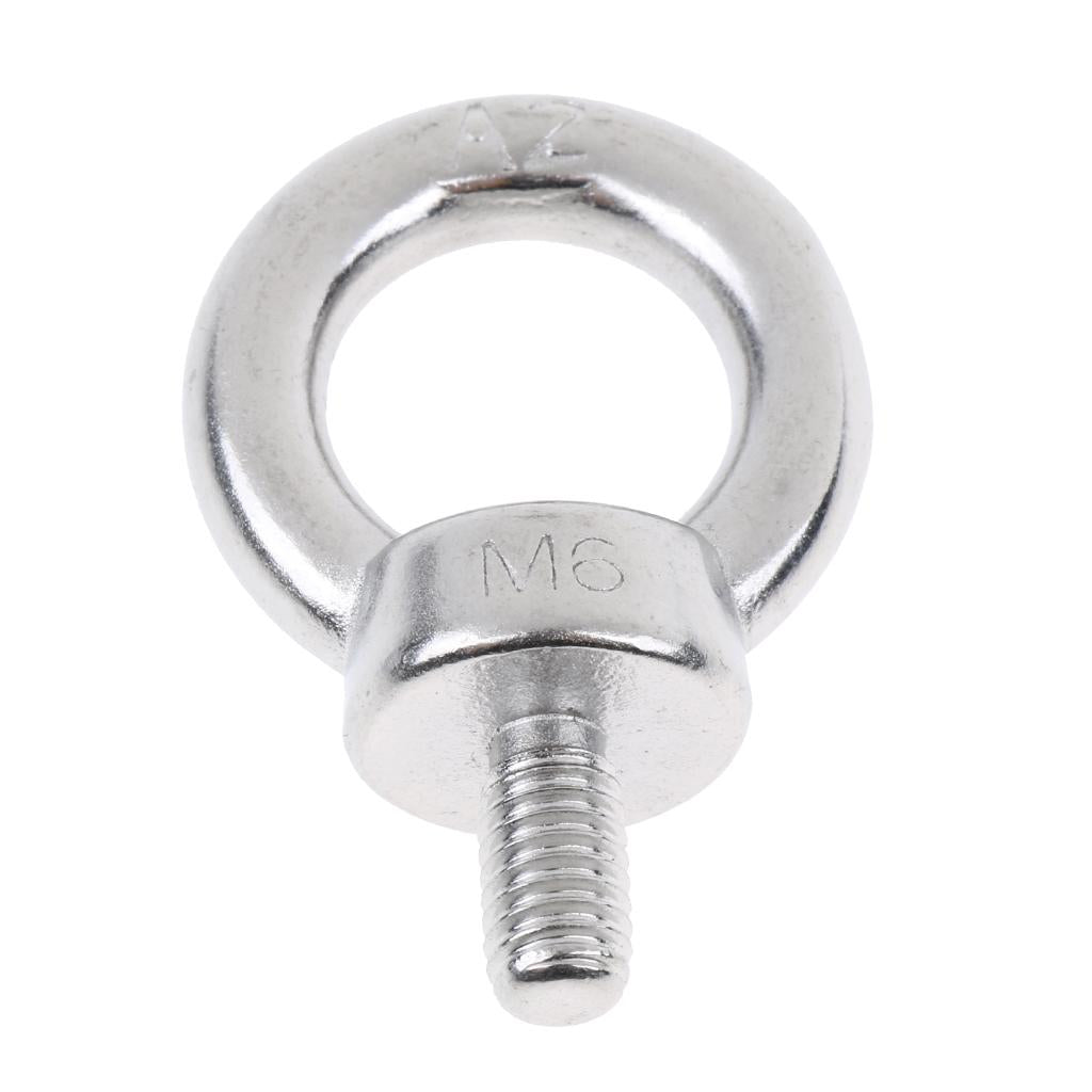 2 Pieces M6 304 Stainless Steel Lifting Eye Bolts Ring Screws, Marine Grade