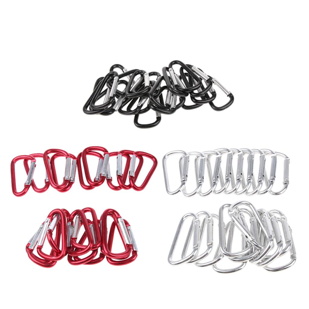 20 x Aluminum Alloy Carabiners D-Ring Snap Link Key Chain for Outdoor Black