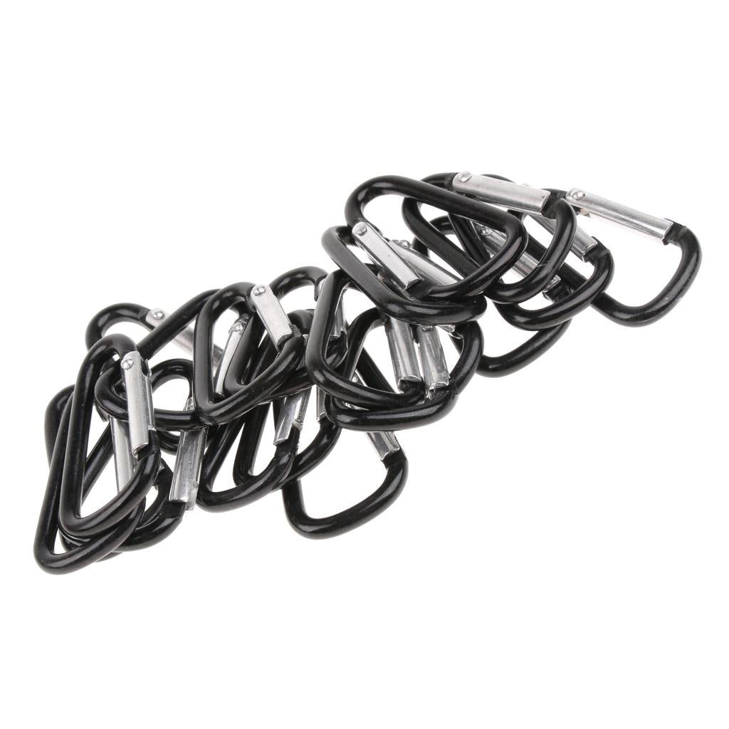 20 x Aluminum Alloy Carabiners D-Ring Snap Link Key Chain for Outdoor Black