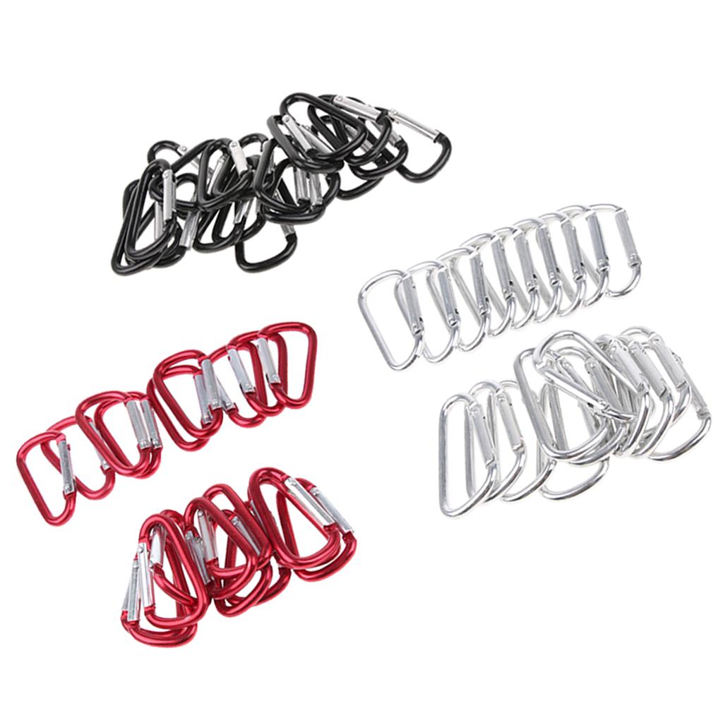 20 x Aluminum Alloy Carabiners D-Ring Snap Link Key Chain for Outdoor Black