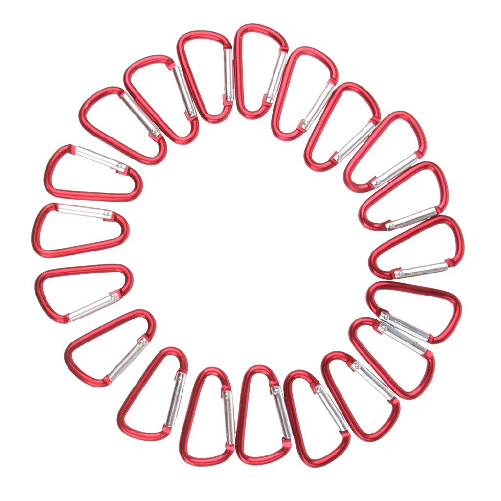 20 x Aluminum Alloy Carabiners D-Ring Snap Link Key Chain for Outdoor Red