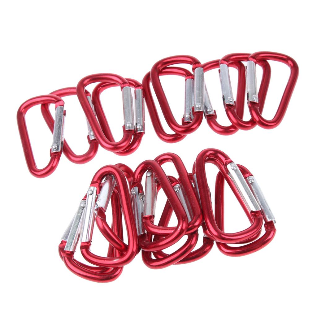 20 x Aluminum Alloy Carabiners D-Ring Snap Link Key Chain for Outdoor Red