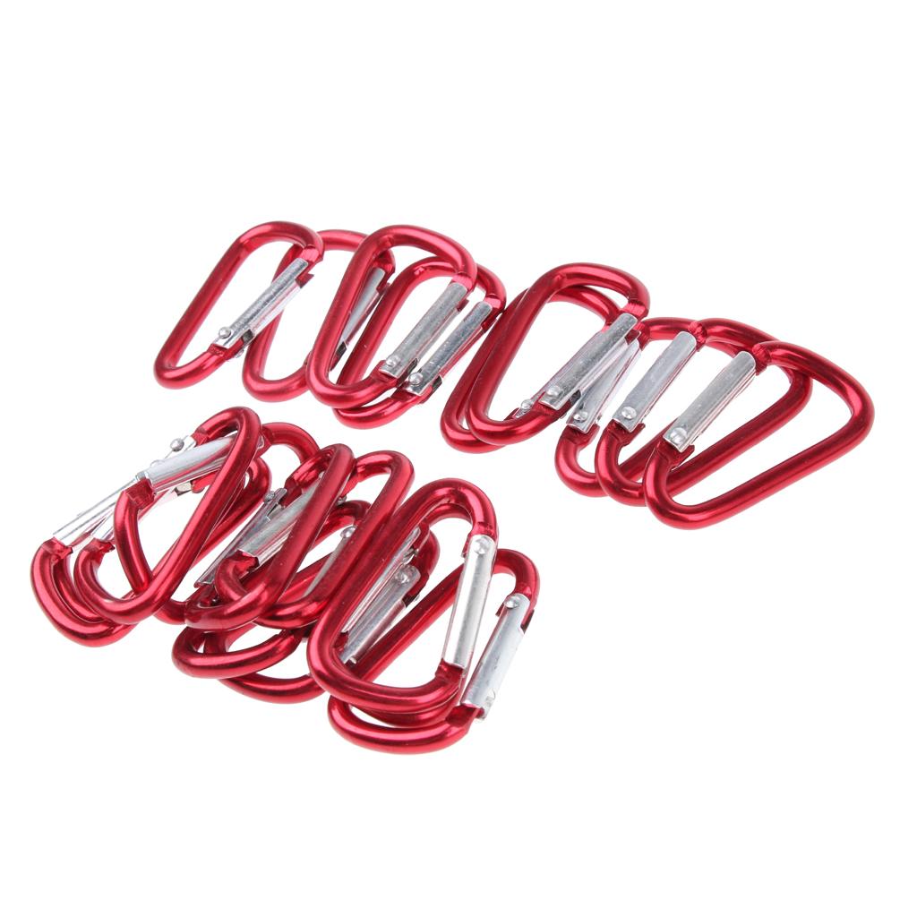 20 x Aluminum Alloy Carabiners D-Ring Snap Link Key Chain for Outdoor Red